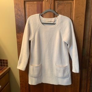 Soft Surroundings Ribbed Pullover Sweater Top, OFF WHITE, 2 Front Pockets.